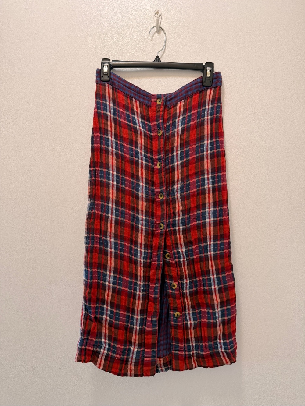 Urban Outfitters Plaid Button Front Midi Skirt Size M